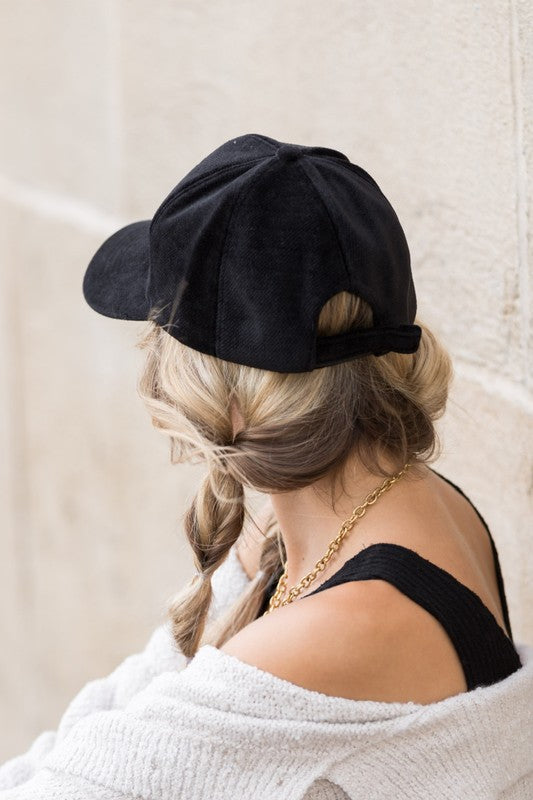 Velour Ball Cap, black creame taupe