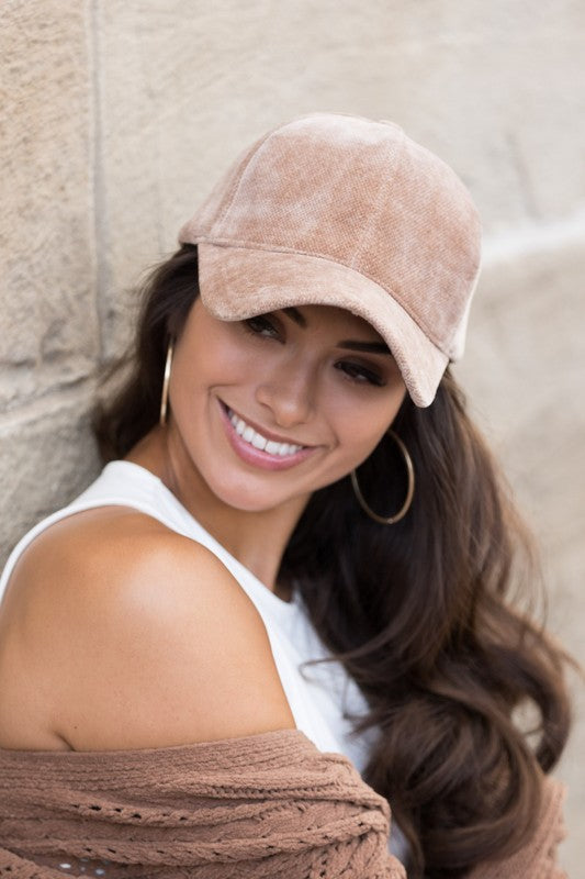 Velour Ball Cap, black creame taupe
