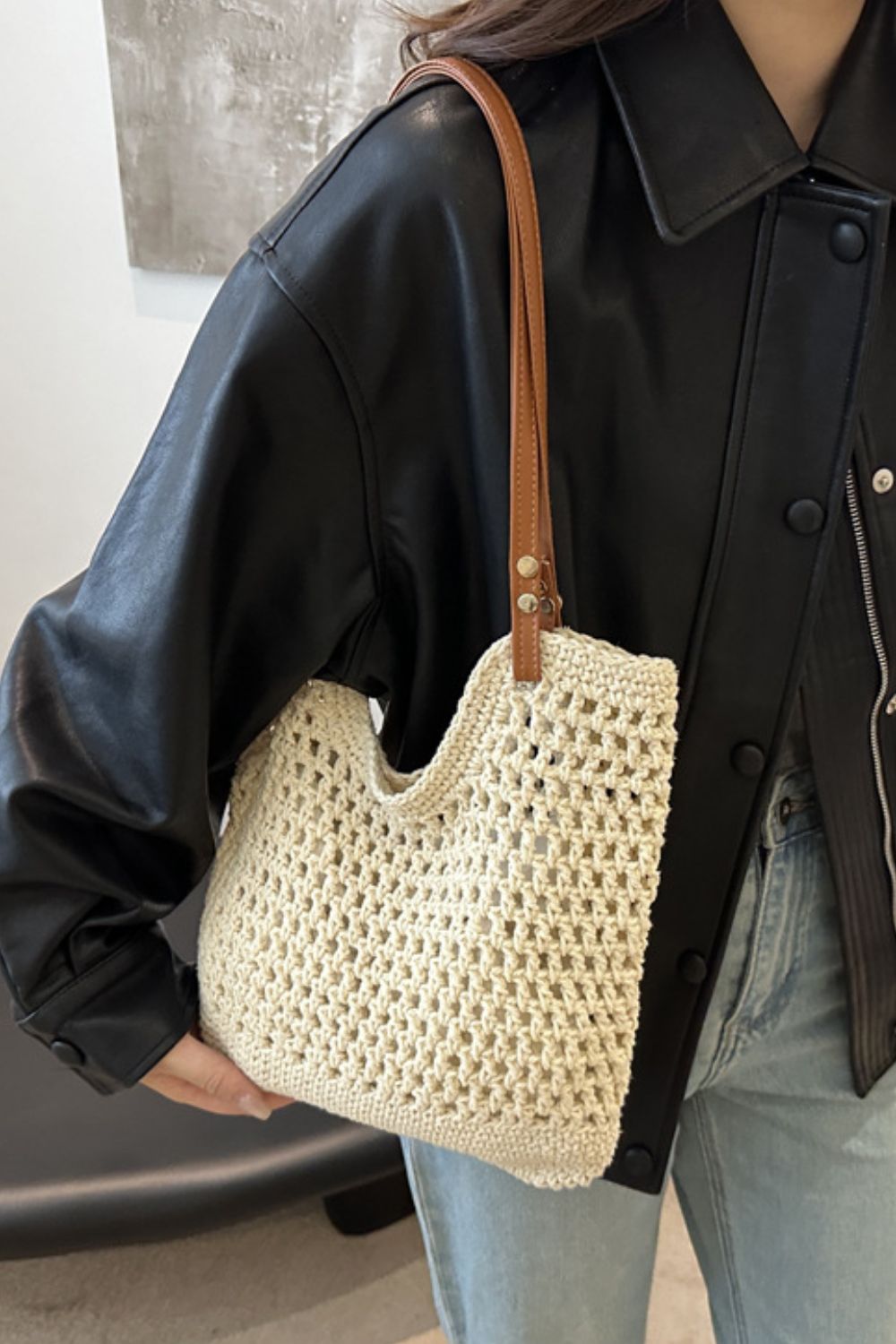 Openwork Woven Tote