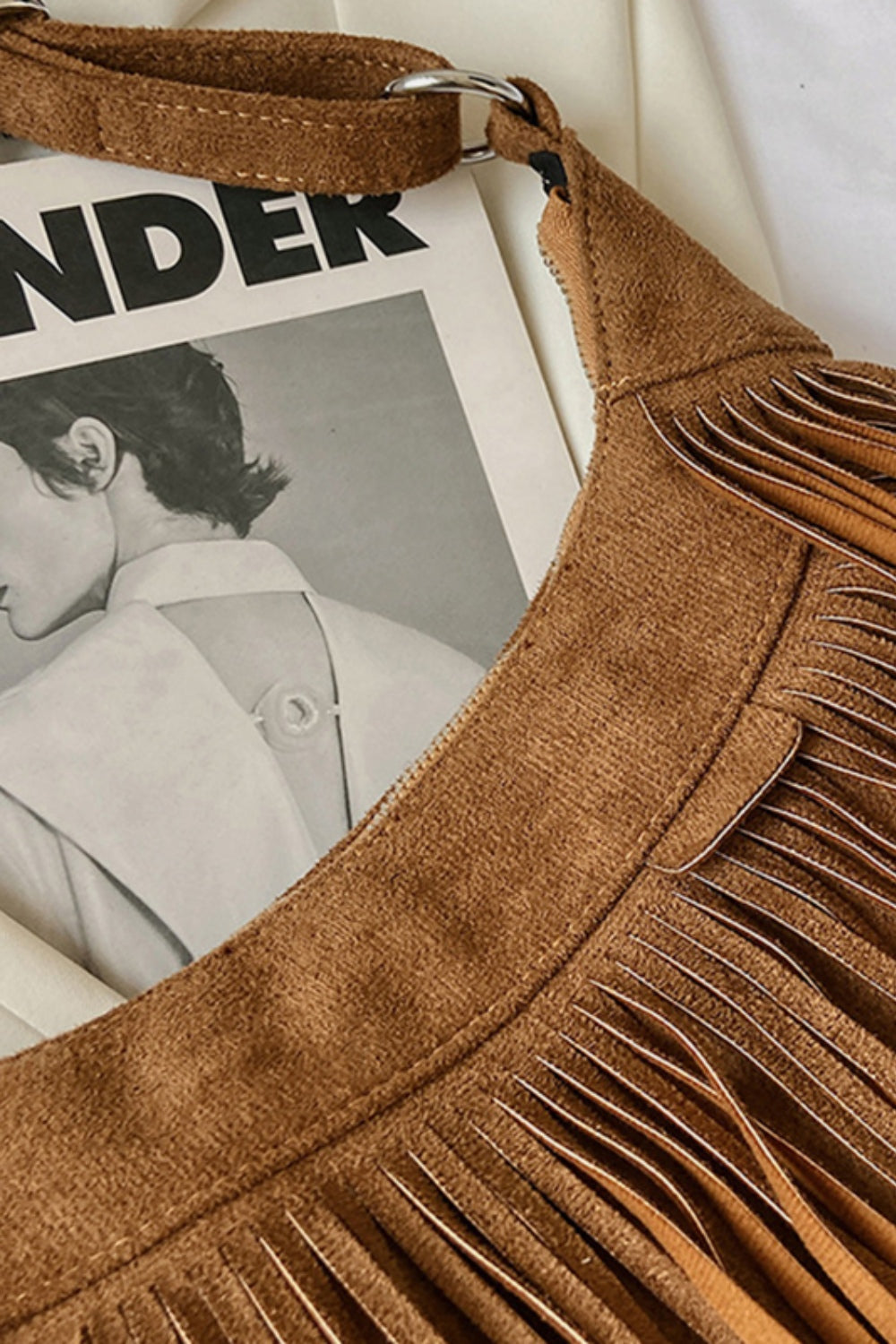 Suede Fringe Adjustable Strap Shoulder Bag, available in 7 colors