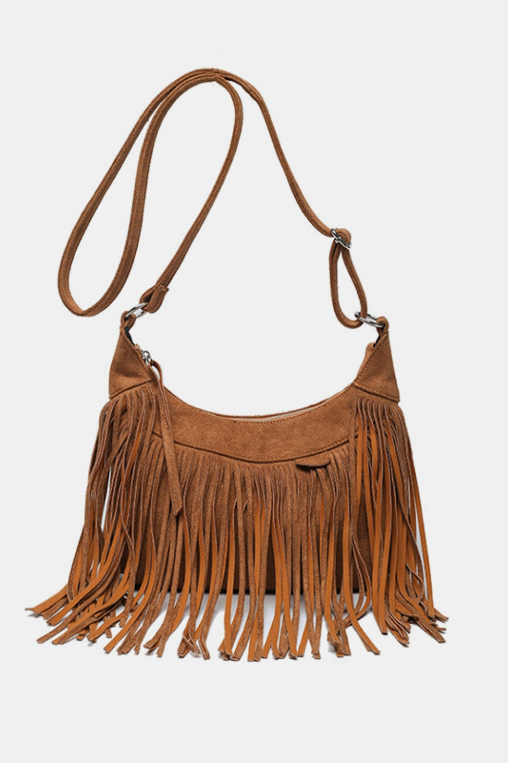 Suede Fringe Adjustable Strap Shoulder Bag, available in 7 colors