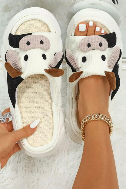 Cow Pattern Open Toe Slippers