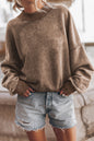 Green Light Plain Washed Drop Shoulder Pullover Sweatshirt