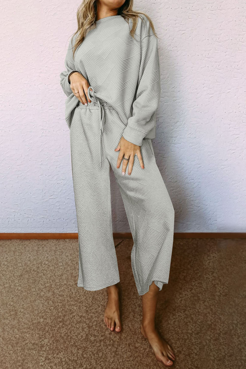 Textured Loose Slouchy Long Sleeve Top and Pants Set, 8 colors to choose from, sizes S-2XL