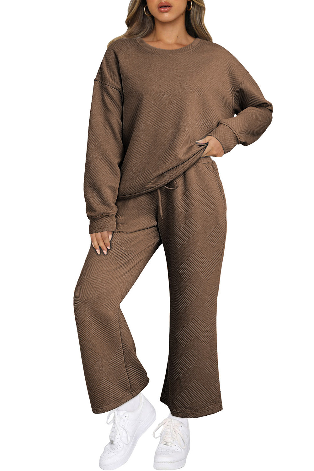 Textured Loose Slouchy Long Sleeve Top and Pants Set, 8 colors to choose from, sizes S-2XL