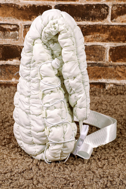 White Marshmallow Quilted Drawstring Decor Sling Bag