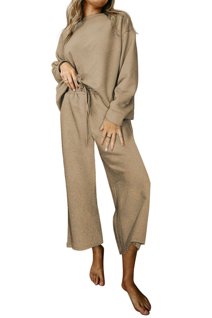 Textured Loose Slouchy Long Sleeve Top and Pants Set, 8 colors to choose from, sizes S-2XL