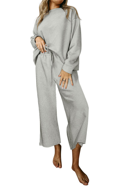 Textured Loose Slouchy Long Sleeve Top and Pants Set, 8 colors to choose from, sizes S-2XL