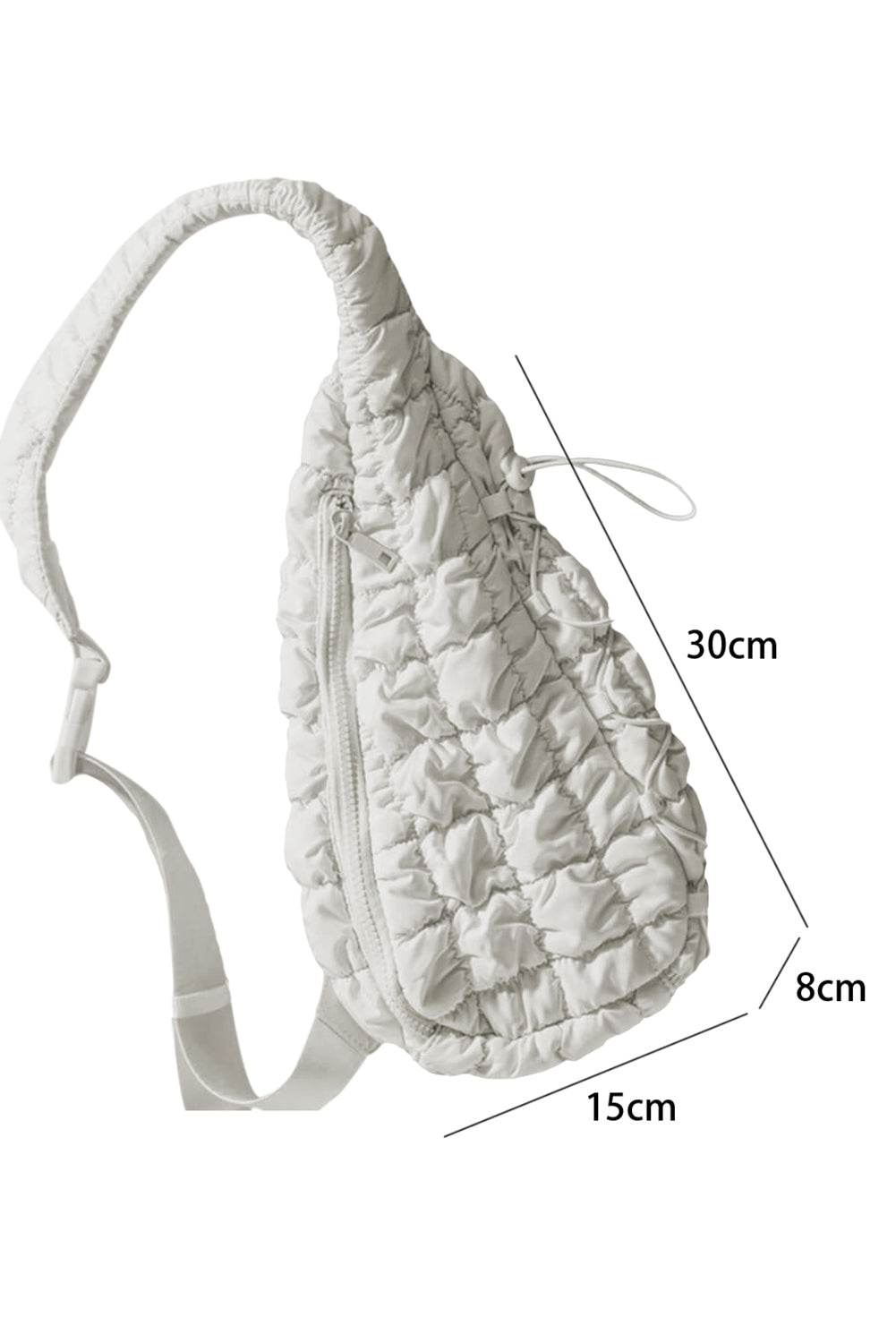 White Marshmallow Quilted Drawstring Decor Sling Bag