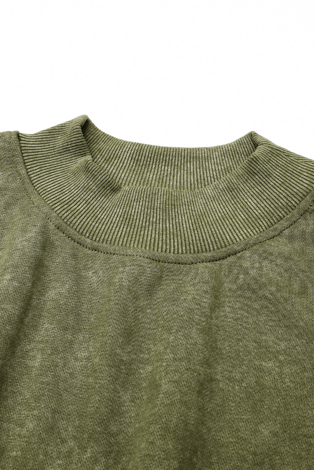 Green Light Plain Washed Drop Shoulder Pullover Sweatshirt