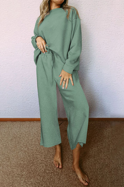 Textured Loose Slouchy Long Sleeve Top and Pants Set, 8 colors to choose from, sizes S-2XL