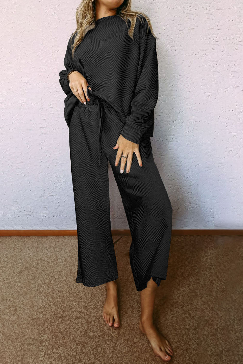 Textured Loose Slouchy Long Sleeve Top and Pants Set, 8 colors to choose from, sizes S-2XL