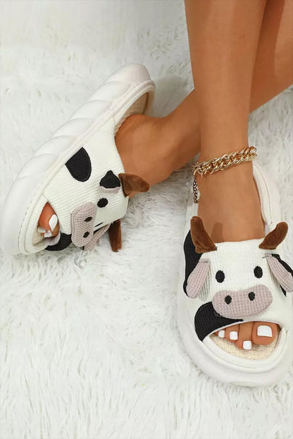 Cow Pattern Open Toe Slippers