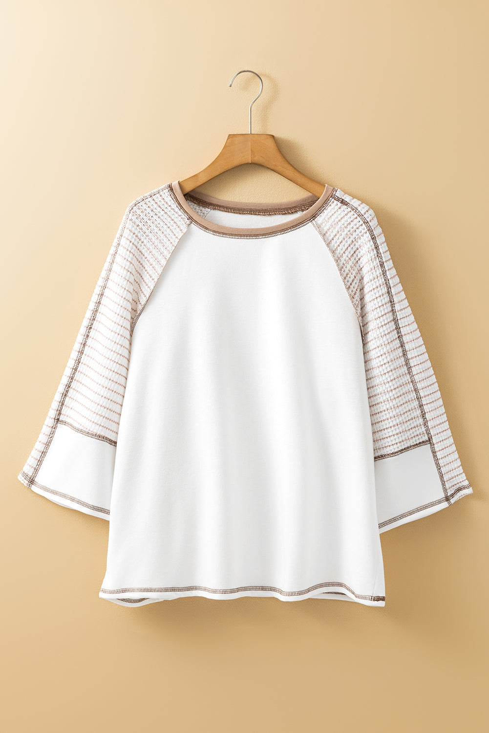 Striped Raglan Sleeve Top, black or taupe