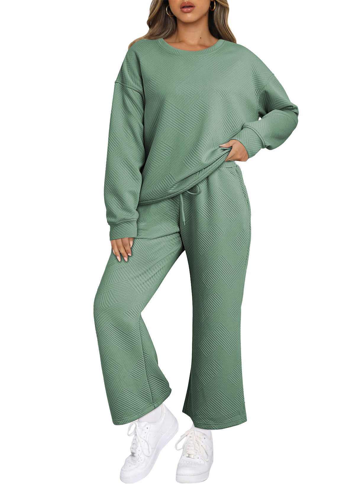 Textured Loose Slouchy Long Sleeve Top and Pants Set, 8 colors to choose from, sizes S-2XL