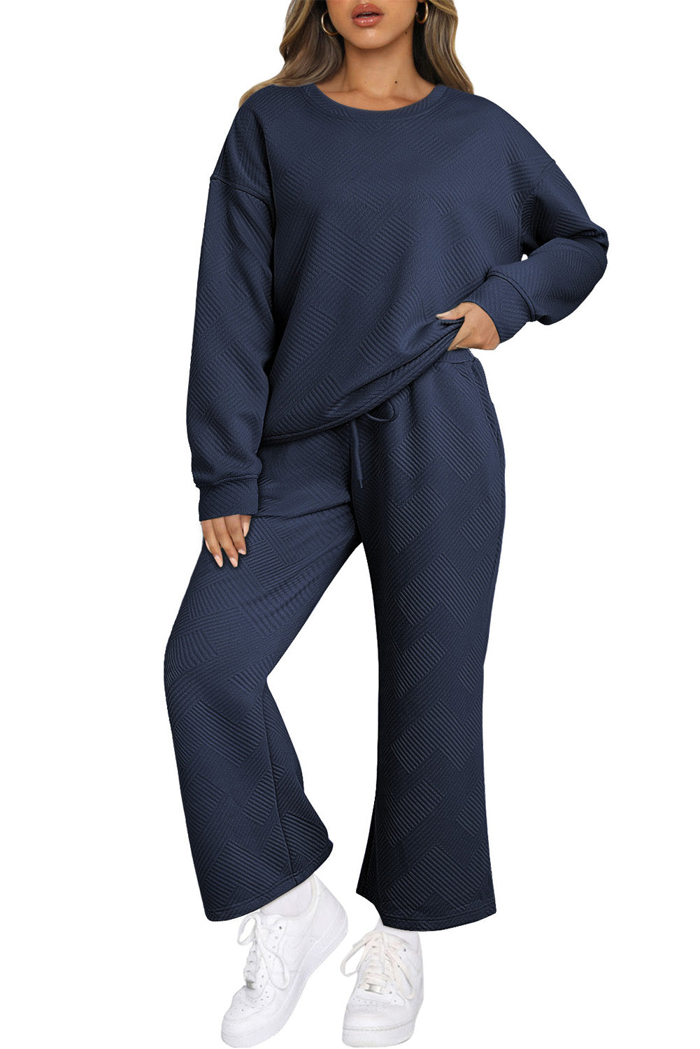 Textured Loose Slouchy Long Sleeve Top and Pants Set, 8 colors to choose from, sizes S-2XL