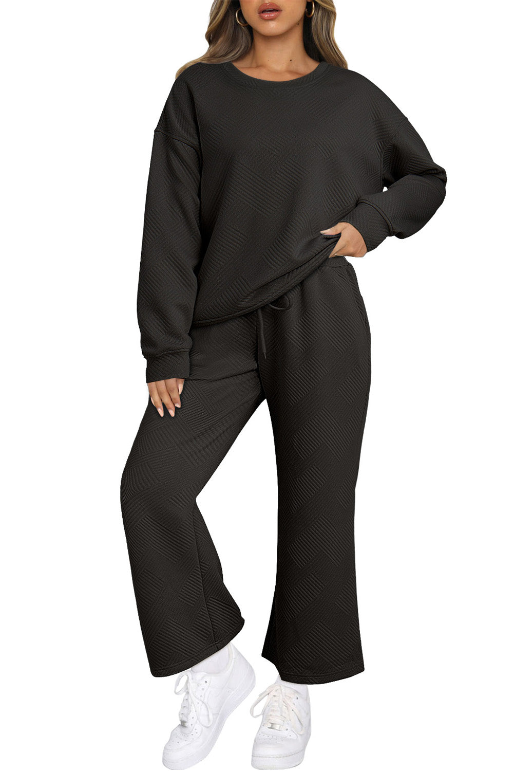 Textured Loose Slouchy Long Sleeve Top and Pants Set, 8 colors to choose from, sizes S-2XL