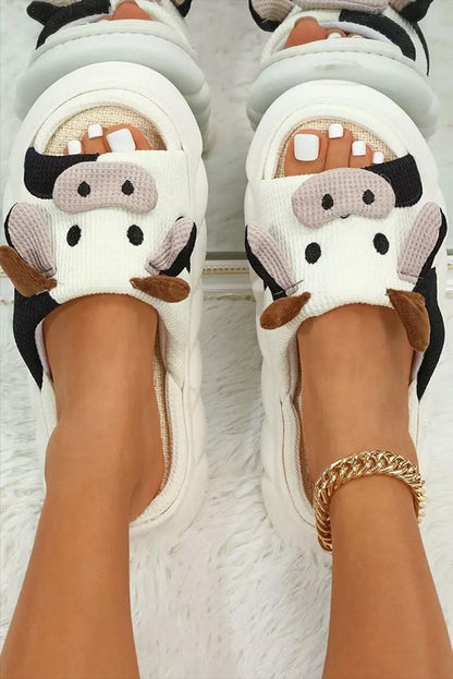 Cow Pattern Open Toe Slippers