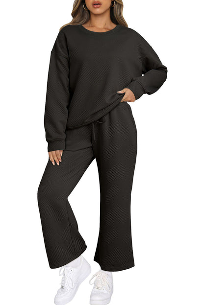 Textured Loose Slouchy Long Sleeve Top and Pants Set, 8 colors to choose from, sizes S-2XL