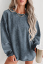 Pink Solid Ribbed Round Neck Pullover Sweatshirt, 6 colors to choose from, sizes up to 3XL