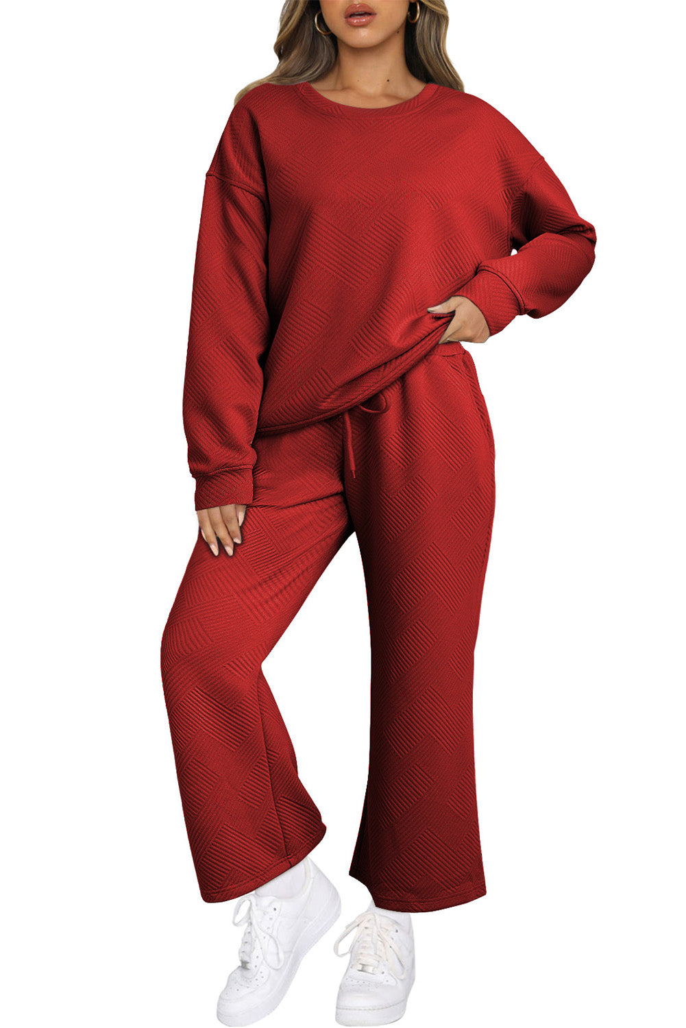 Textured Loose Slouchy Long Sleeve Top and Pants Set, 8 colors to choose from, sizes S-2XL