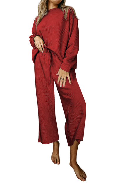 Textured Loose Slouchy Long Sleeve Top and Pants Set, 8 colors to choose from, sizes S-2XL