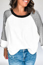 Striped Raglan Sleeve Top, black or taupe