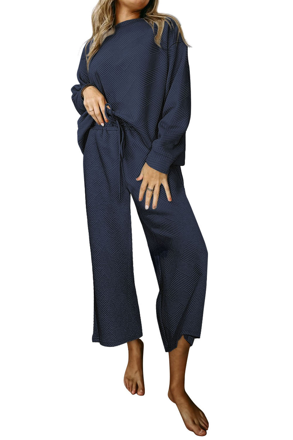 Textured Loose Slouchy Long Sleeve Top and Pants Set, 8 colors to choose from, sizes S-2XL