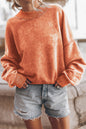 Green Light Plain Washed Drop Shoulder Pullover Sweatshirt