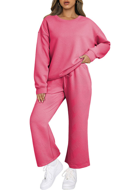 Textured Loose Slouchy Long Sleeve Top and Pants Set, 8 colors to choose from, sizes S-2XL