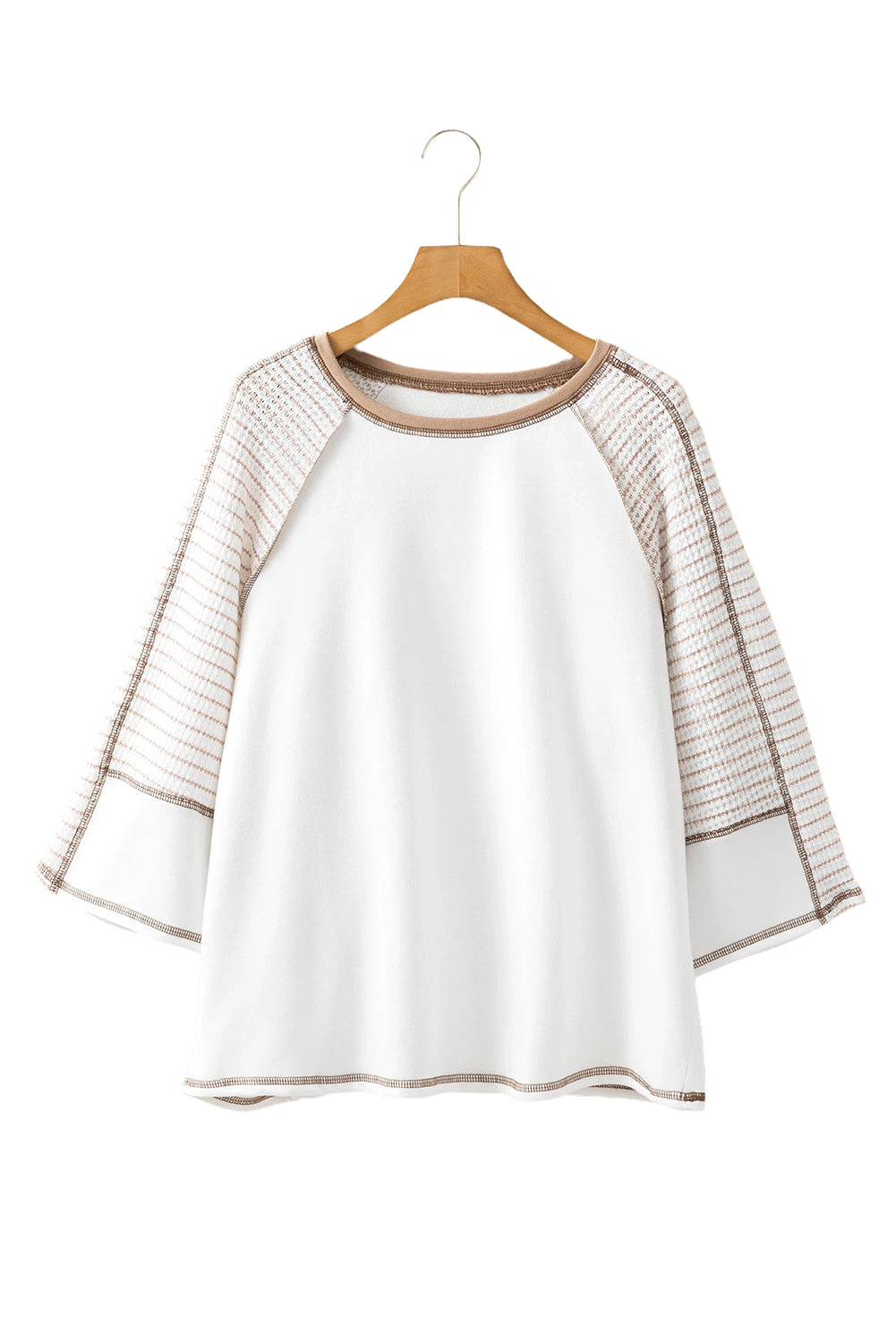 Striped Raglan Sleeve Top, black or taupe