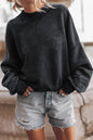 Green Light Plain Washed Drop Shoulder Pullover Sweatshirt