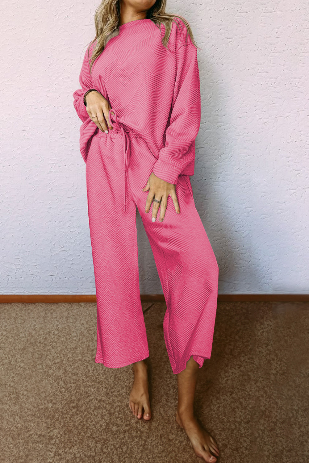 Textured Loose Slouchy Long Sleeve Top and Pants Set, 8 colors to choose from, sizes S-2XL