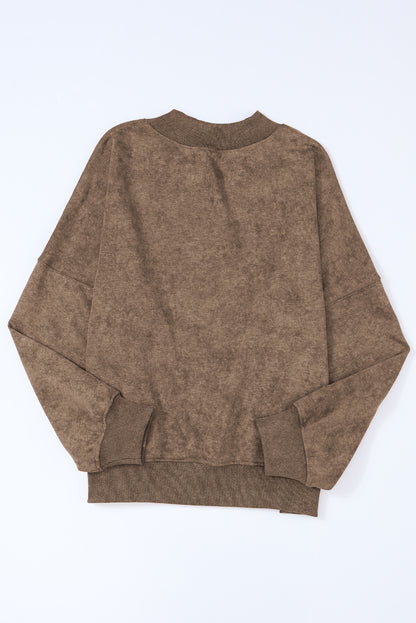 Green Light Plain Washed Drop Shoulder Pullover Sweatshirt