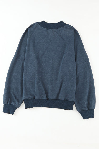 Green Light Plain Washed Drop Shoulder Pullover Sweatshirt