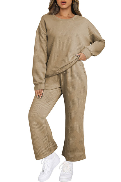 Textured Loose Slouchy Long Sleeve Top and Pants Set, 8 colors to choose from, sizes S-2XL