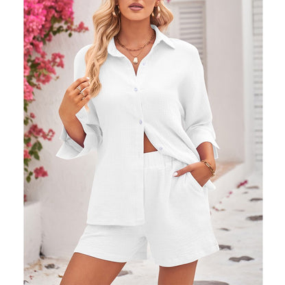 2 Piece  Loose High Waisted Mini Shorts Set