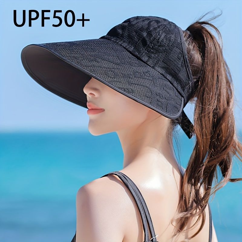 Large Brim UV Protection Outdoor Casual Ponytail Hat