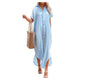 Button-down Short Sleeved Long Shirt Dress