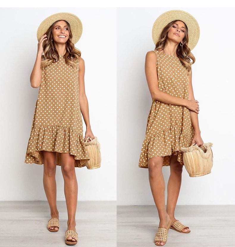 Polka Dot Chiffon Sleeveless Casual Sundress