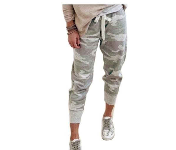 Camouflage Print Drawstring Elastic Waist Joggers (green, gray, orange camo available)