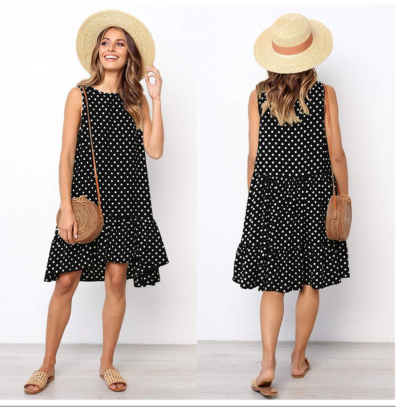 Polka Dot Chiffon Sleeveless Casual Sundress