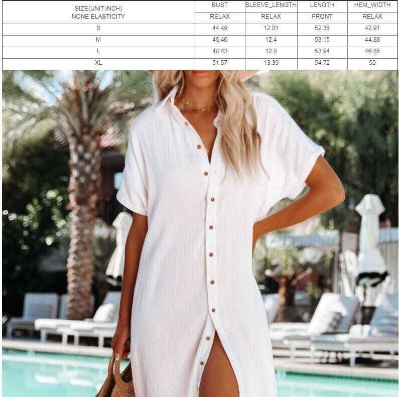 Button-down Short Sleeved Long Shirt Dress