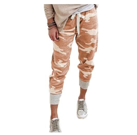 Camouflage Print Drawstring Elastic Waist Joggers (green, gray, orange camo available)