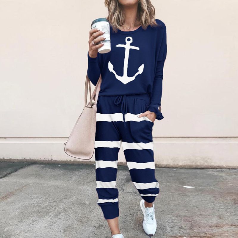 Printed Long-sleeved Casual Lounge Set