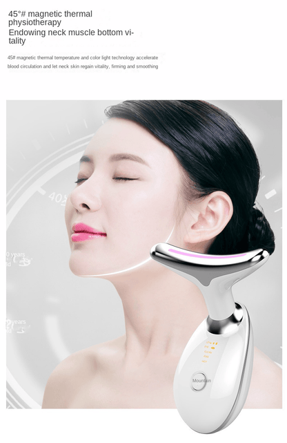 Red-Light-Therapy-for-Face and Neck, 3 Color Led Face Neck Massager for Skin Tightening