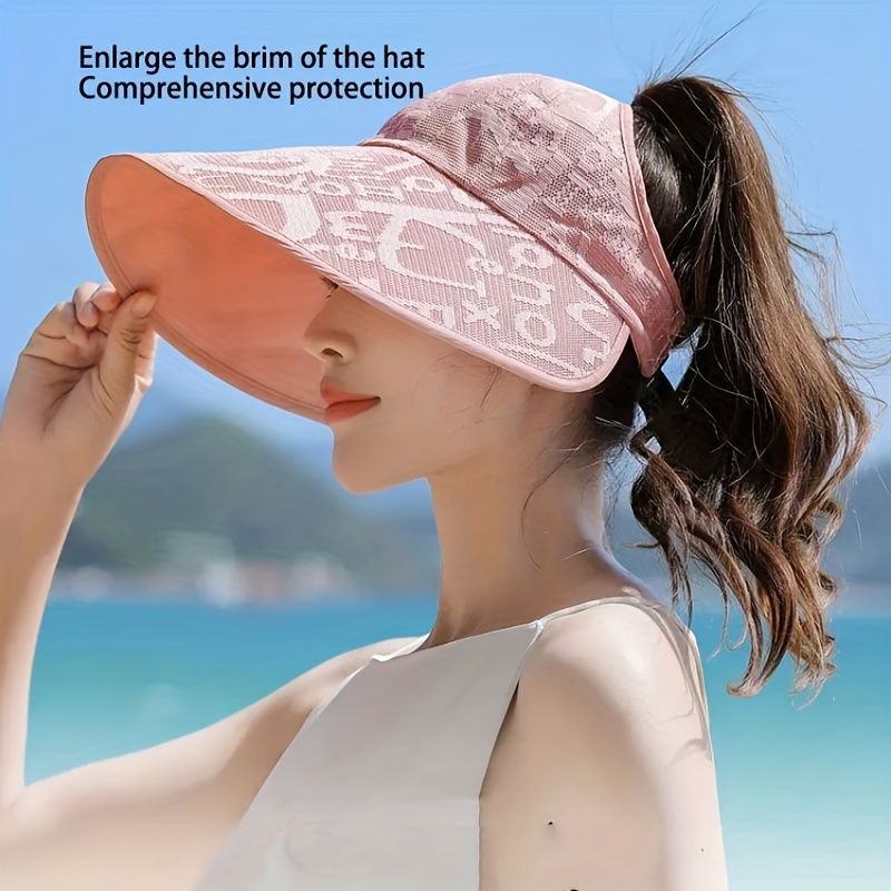 Large Brim UV Protection Outdoor Casual Ponytail Hat