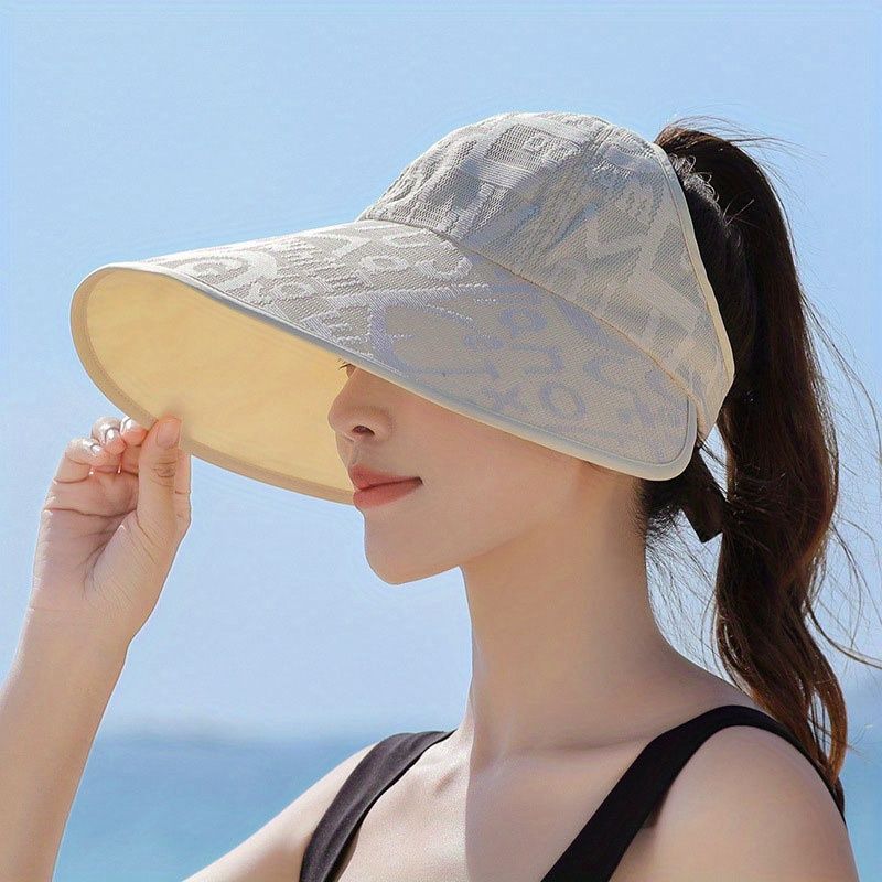 Large Brim UV Protection Outdoor Casual Ponytail Hat