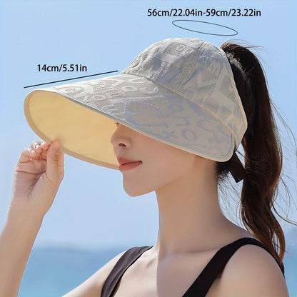 Large Brim UV Protection Outdoor Casual Ponytail Hat