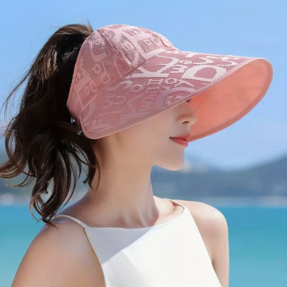 Large Brim UV Protection Outdoor Casual Ponytail Hat